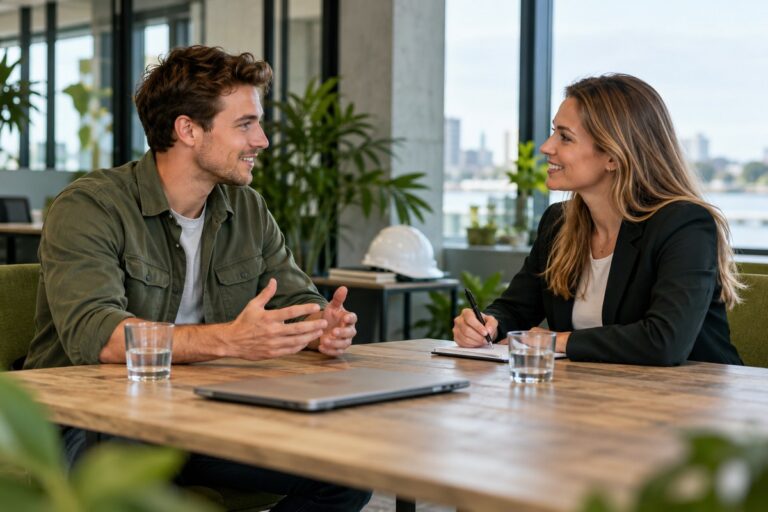 Technisch kandidaat tijdens een sollicitatiegesprek met een recruiter